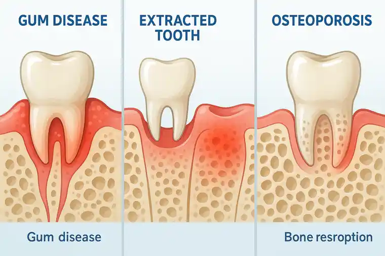 Bone Deficiency Treatment before Dental Implants in Istanbul, Turkey, Causes of bone loss