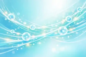 Abstract illustration of neural pathways and regenerative cell signaling in multiple sclerosis