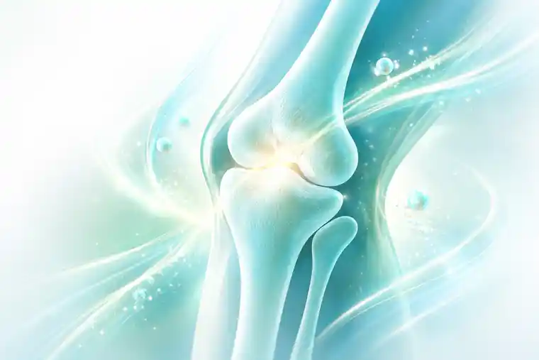 Стилизованная иллюстрация остеоартроза коленного сустава с точки зрения регенеративной медицины