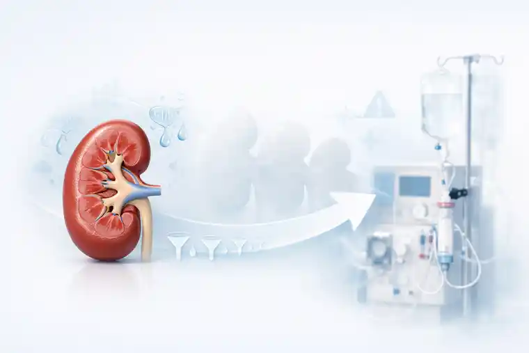 Conceptual featured image showing the difference between CKD and kidney failure through declining renal reserve