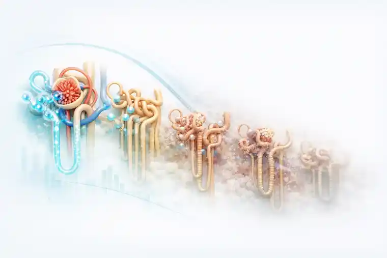 Medical illustration showing how CKD progresses toward kidney failure over time