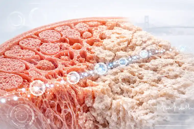 FAQ illustration for stage 3 CKD regenerative therapy with cross-sectional kidney tissue view and subtle Bosphorus Bridge background