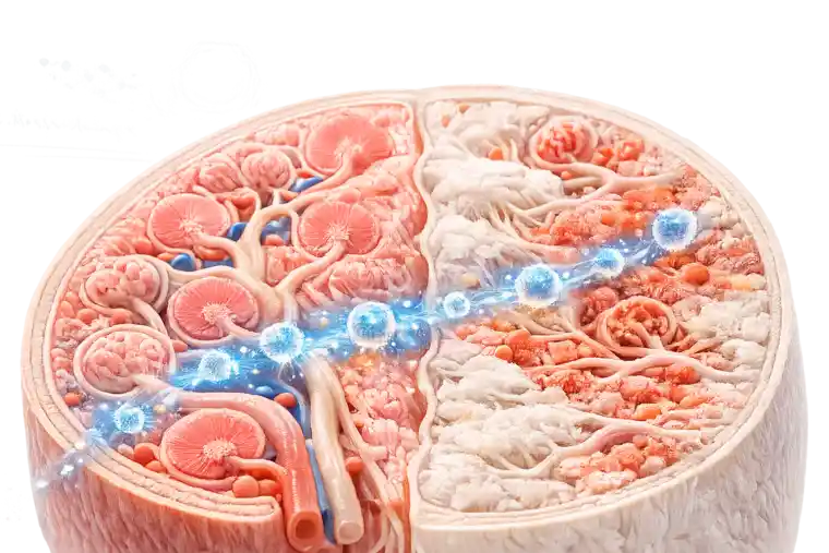 Cross-sectional kidney tissue view showing why regenerative therapy matters in stage 3 CKD