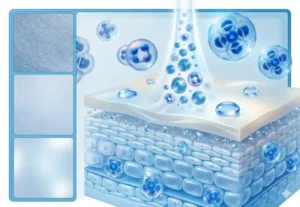 Exosomes for skin rejuvenation shown as a clean regenerative skin signaling concept
