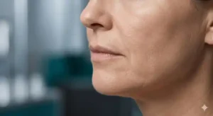 Good candidate for skin rejuvenation with stem cells shown through realistic partial facial skin quality