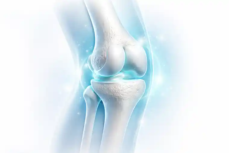 Good candidate for stem cell injections shown in a clear knee joint medical illustration