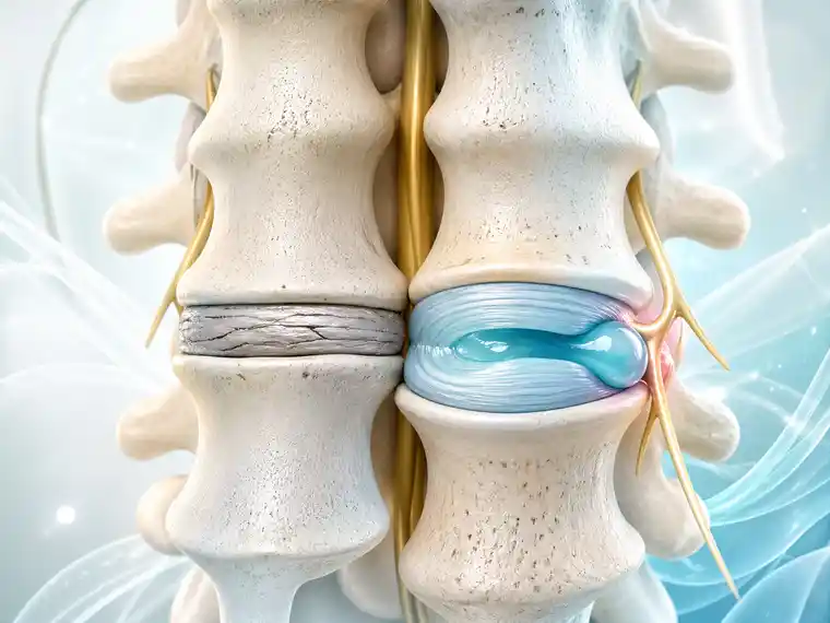 Lumbar disc disease vs herniated disc illustration
