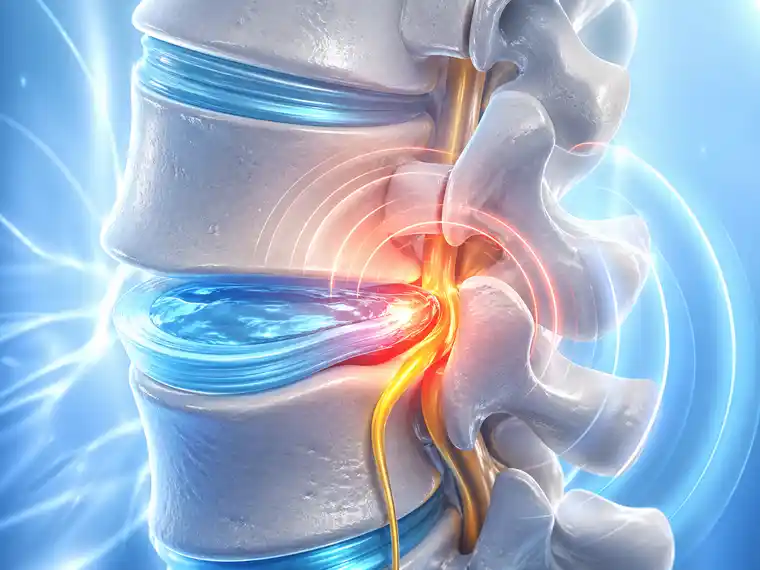 Lumbar disc nerve compression surgery illustration