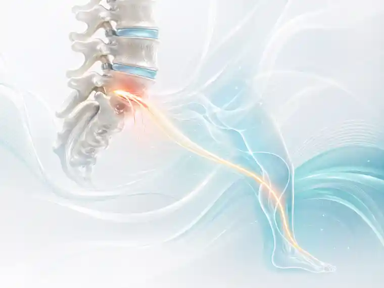 Sciatica nerve pathway from lumbar disc disease