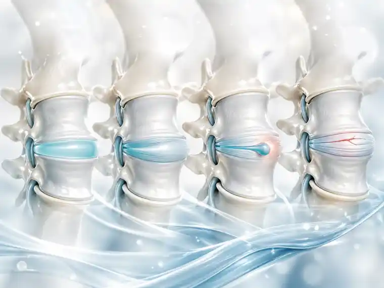 Lumbar disc changes from healthy to herniated disc