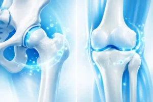 Stem cell injections for hip and knee joints in Georgia shown as regenerative cartilage support in a clear medical illustration