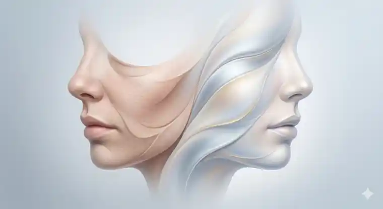 Why some patients fit skin rejuvenation better than others shown as an artistic skin quality transition concept