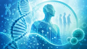 Epigenetics and longevity concept with DNA testing, biological age and epigenetic clocks