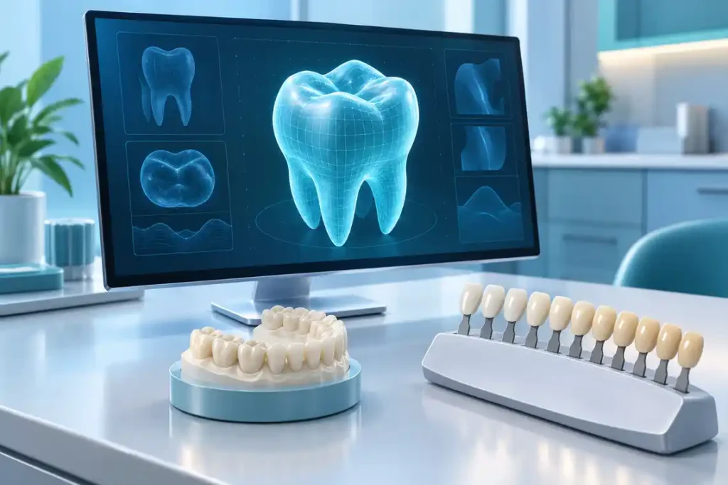 Veneers vs crowns – digital dental planning and tooth shade selection