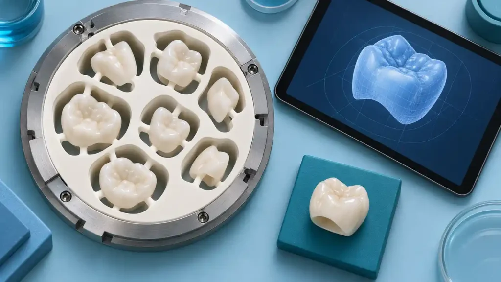 Zirconia crowns made with CAD/CAM technology for custom dental restorations in Istanbul Turkey